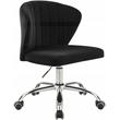 Scranton & Co Velvet Swivel Adjustable Office Chair with Casters in Black