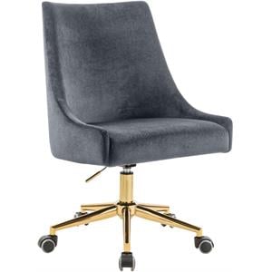 Scranton & Co Velvet Swivel Adjustable Office Chair in Soft Gray/Rich Gold