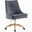 Scranton & Co Velvet Swivel Adjustable Office Chair in Soft Gray/Rich Gold