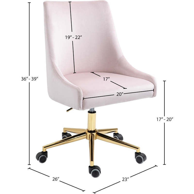 Scranton & Co Velvet Swivel Adjustable Office Chair in Soft Pink//Rich Gold