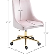 Scranton & Co Velvet Swivel Adjustable Office Chair in Soft Pink//Rich Gold