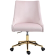 Scranton & Co Velvet Swivel Adjustable Office Chair in Soft Pink//Rich Gold