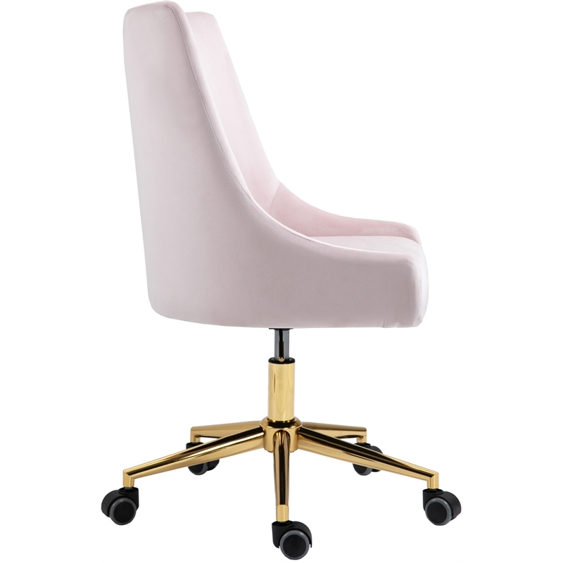 Scranton & Co Velvet Swivel Adjustable Office Chair in Soft Pink//Rich Gold