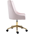 Scranton & Co Velvet Swivel Adjustable Office Chair in Soft Pink//Rich Gold