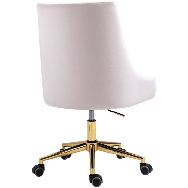 Scranton & Co Velvet Swivel Adjustable Office Chair in Soft Pink//Rich Gold