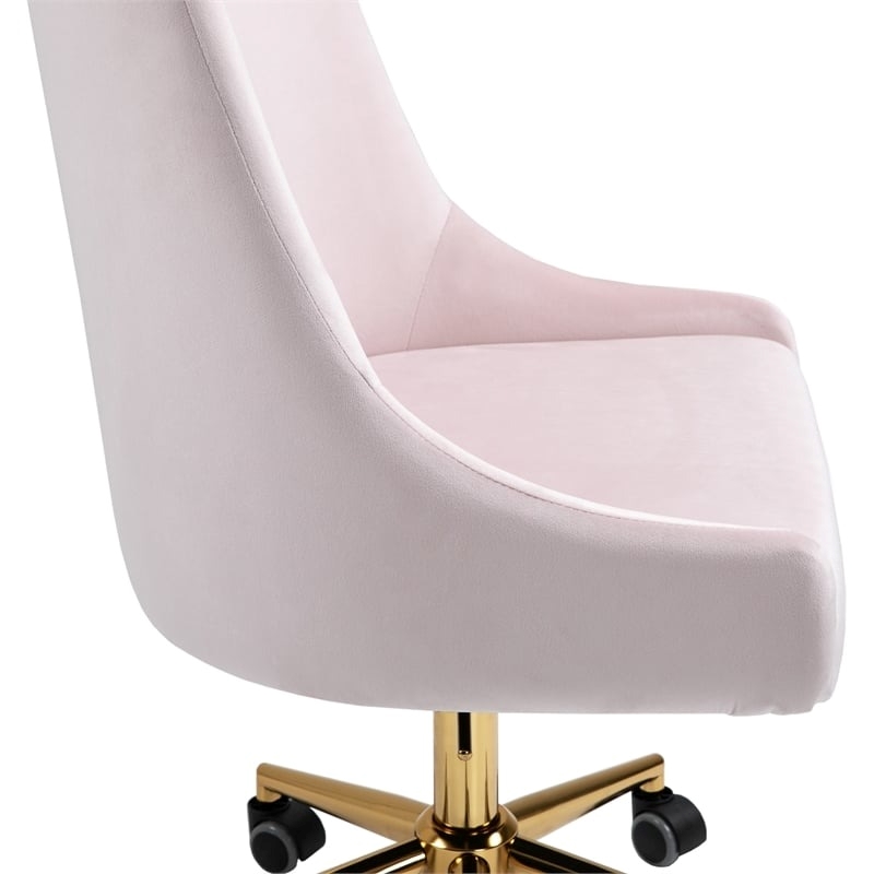 Scranton & Co Velvet Swivel Adjustable Office Chair in Soft Pink//Rich Gold