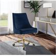 Scranton & Co Velvet Swivel Adjustable Office Chair in Soft Navy/Rich Gold