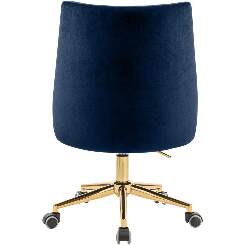 Scranton & Co Velvet Swivel Adjustable Office Chair in Soft Navy/Rich Gold