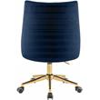 Scranton & Co Velvet Swivel Adjustable Office Chair in Soft Navy/Rich Gold