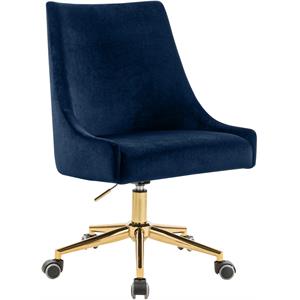 Scranton & Co Velvet Swivel Adjustable Office Chair in Soft Navy/Rich Gold