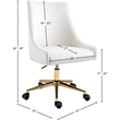 Scranton & Co Contemporary Velvet Swivel Adjustable Office Chair in Cream