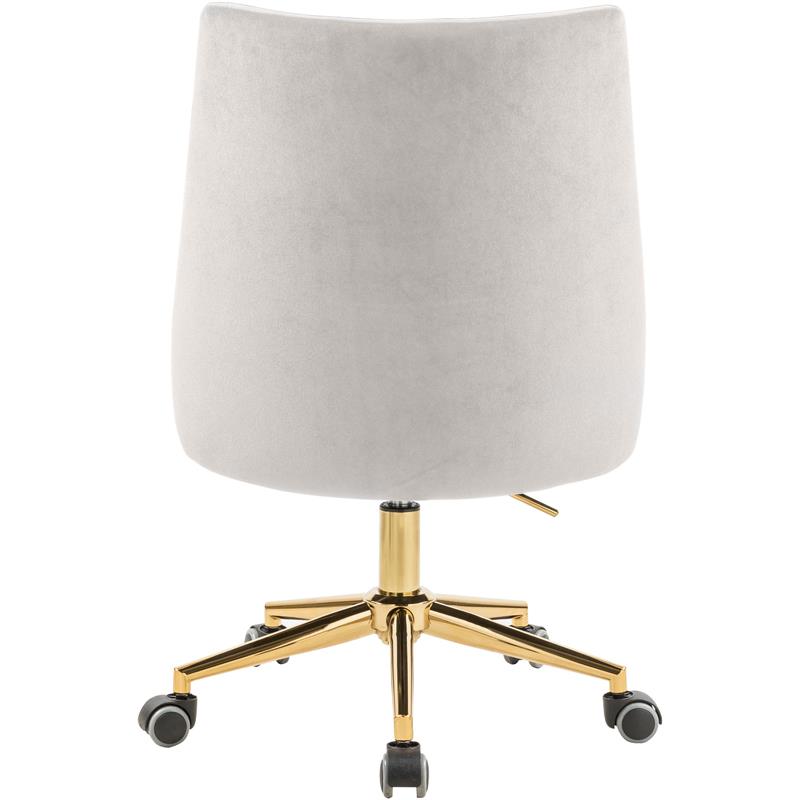 Scranton & Co Contemporary Velvet Swivel Adjustable Office Chair in Cream