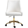 Scranton & Co Contemporary Velvet Swivel Adjustable Office Chair in Cream