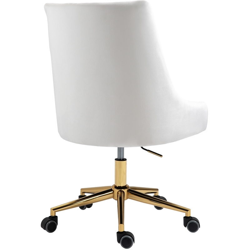 Scranton & Co Contemporary Velvet Swivel Adjustable Office Chair in Cream