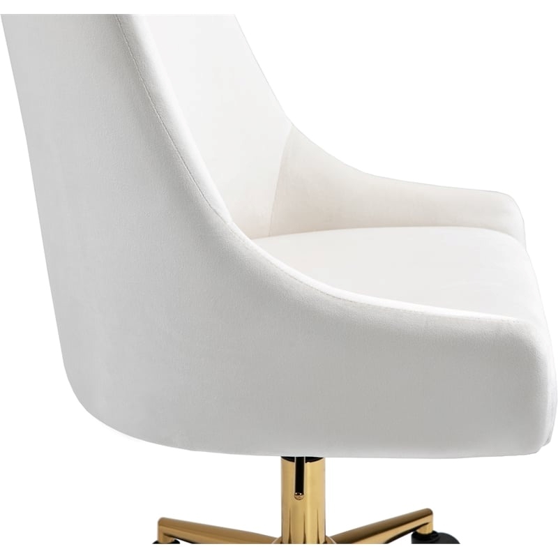 Scranton & Co Contemporary Velvet Swivel Adjustable Office Chair in Cream