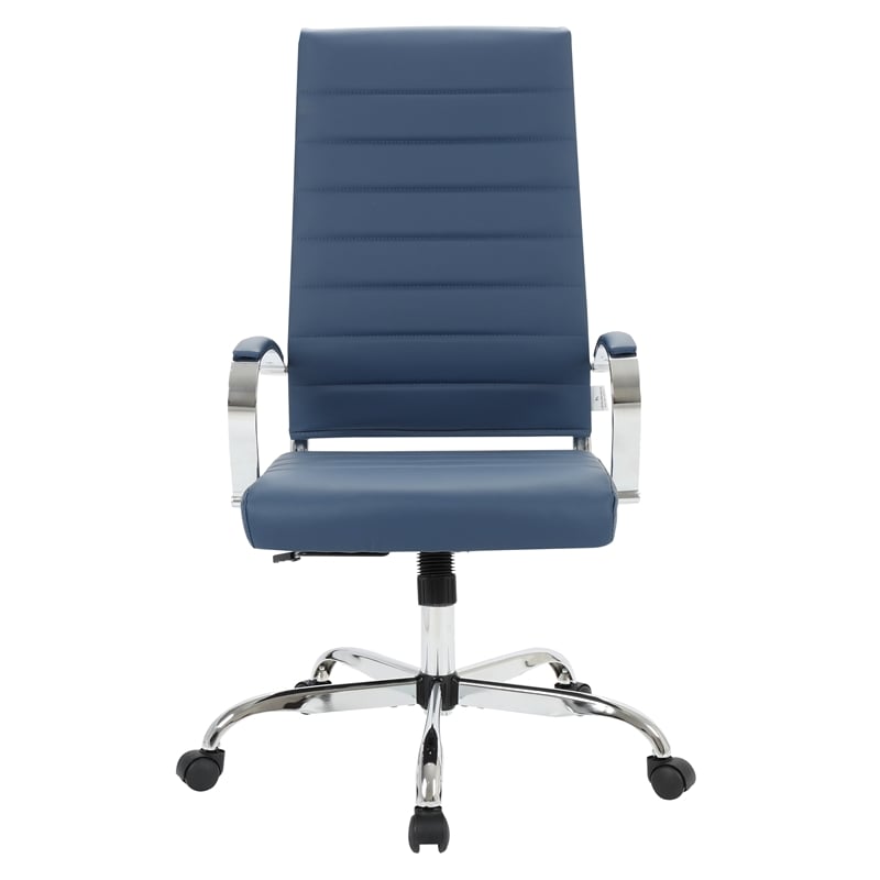 Scranton & Co High-Back Mid-Century Modern Leather Office Chair in Navy Blue