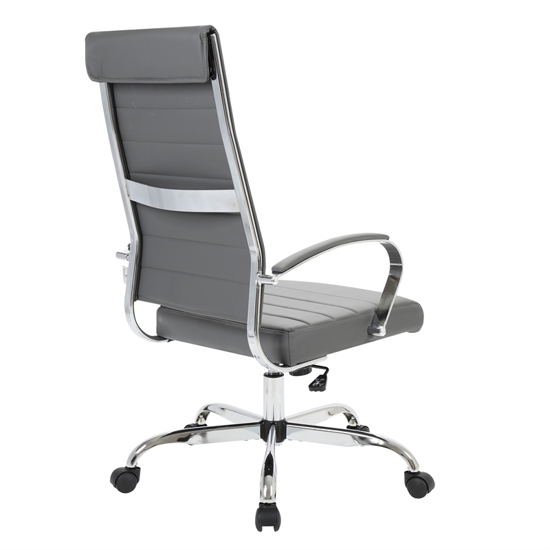 Scranton & Co High-Back Mid-Century Modern Leather Office Chair in Gray