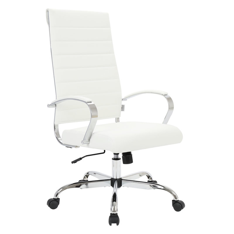 Scranton & Co High-Back Mid-Century Modern Leather Office Chair in White