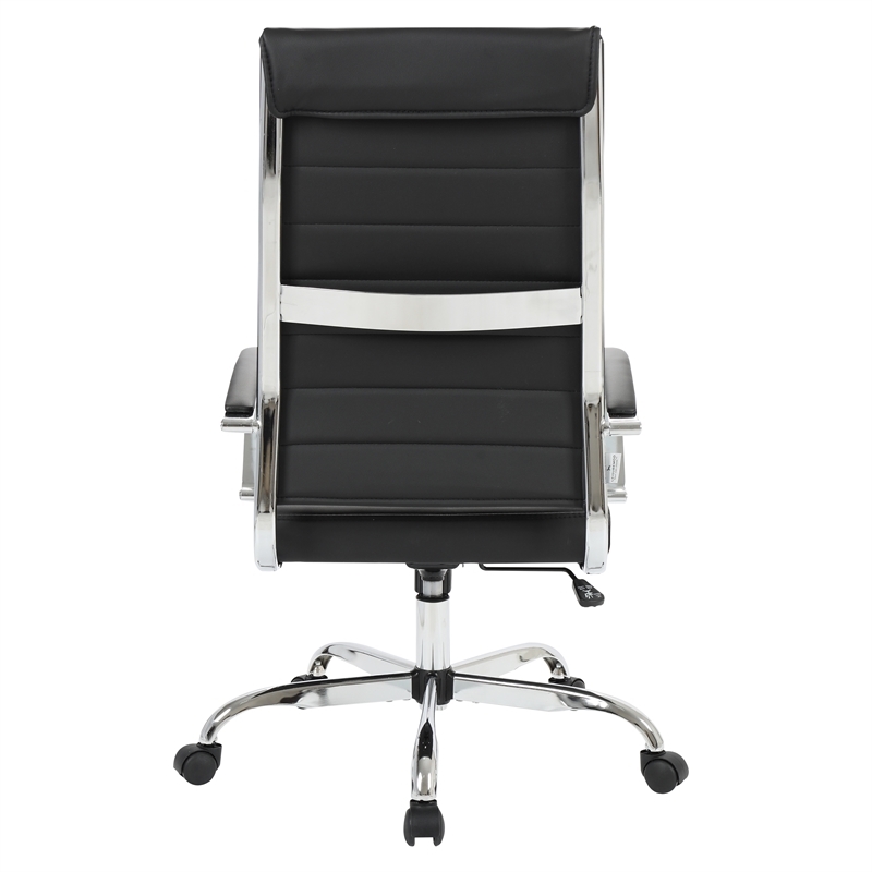 Scranton & Co Modern Leather High-Back Swivel Office Chair in Black