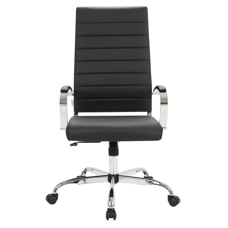 Scranton & Co Modern Leather High-Back Swivel Office Chair in Black