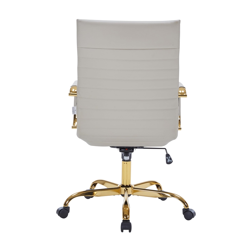 Scranton & Co High-Back Faux Leather Office Chair With Gold Frame in Tan