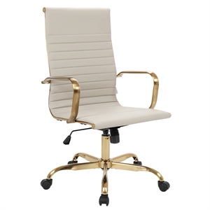 Scranton & Co High-Back Faux Leather Office Chair With Gold Frame in Tan
