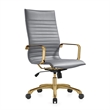 Scranton & Co High-Back Faux Leather Office Chair With Gold Frame in Gray