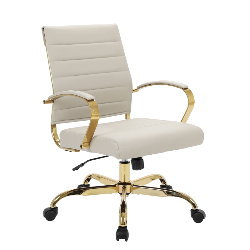 Scranton & Co Modern Modern Adjustable Leather Office Chair in Tan