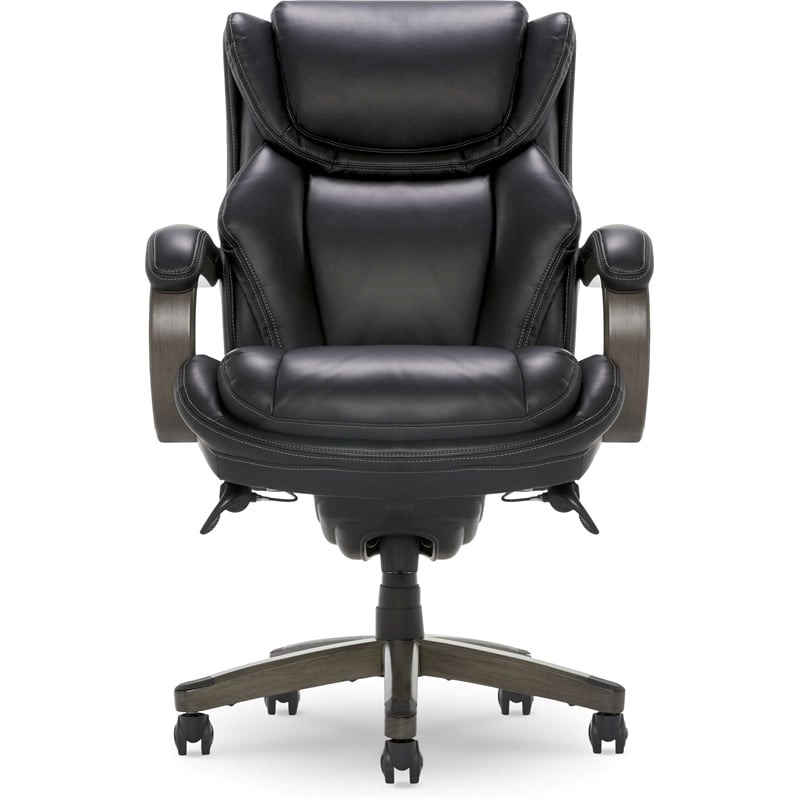 Scranton & Co Modern Faux Leather & Wood Executive Chair in Black