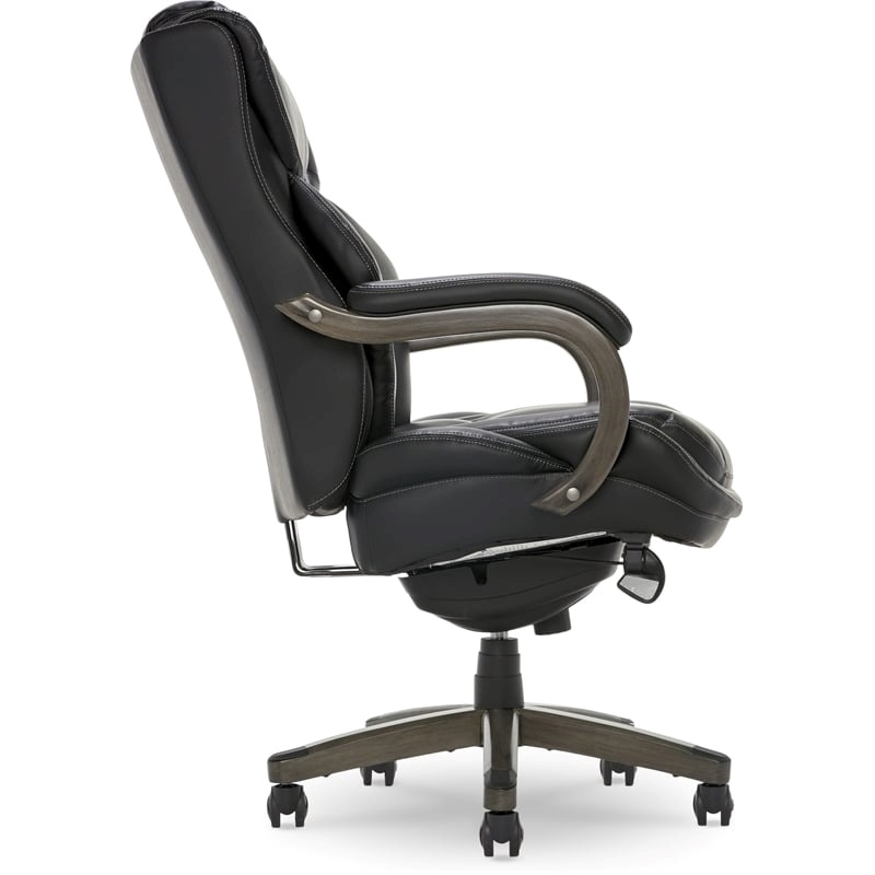 Scranton & Co Modern Faux Leather & Wood Executive Chair in Black