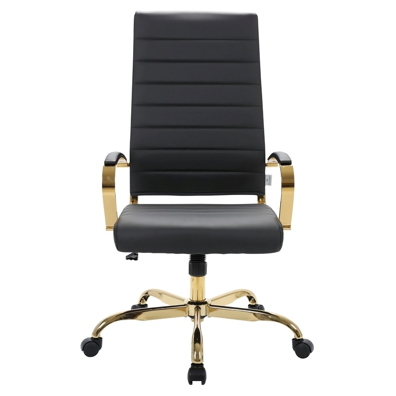 Scranton & Co Modern Faux Leather/Steel High-Back Office Chair in Black/Gold