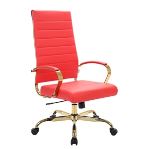 Scranton & Co High-Back Leather Office Chair With Gold Frame in Red