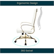 Scranton & Co Modern Faux Leather/Steel High-Back Office Chair in White/Gold