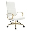 Scranton & Co Modern Faux Leather/Steel High-Back Office Chair in White/Gold