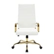 Scranton & Co Modern Faux Leather/Steel High-Back Office Chair in White/Gold
