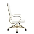 Scranton & Co Modern Faux Leather/Steel High-Back Office Chair in White/Gold