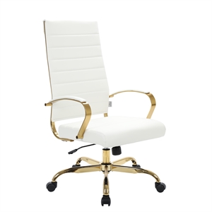 Scranton & Co High-Back Leather Office Chair With Gold Frame in White