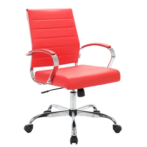 Scranton & Co Modern Leatherette Executive Swivel Office Chair In Red