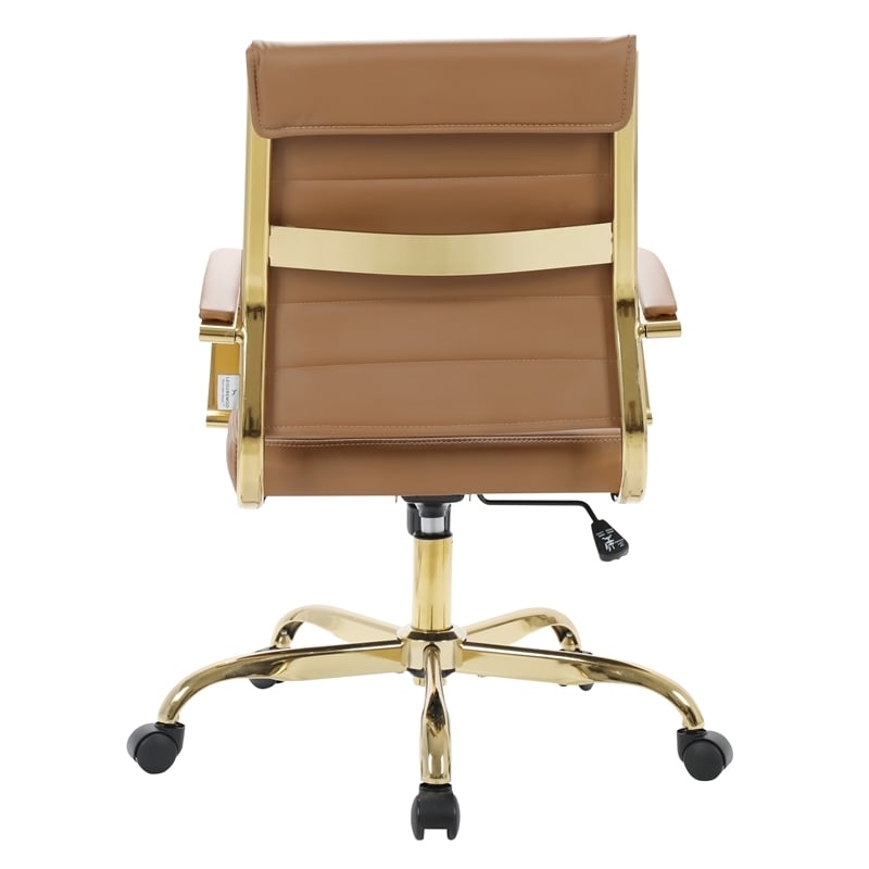 Scranton & Co Modern Faux Leather/Steel Adjustable Office Chair in Light Brown