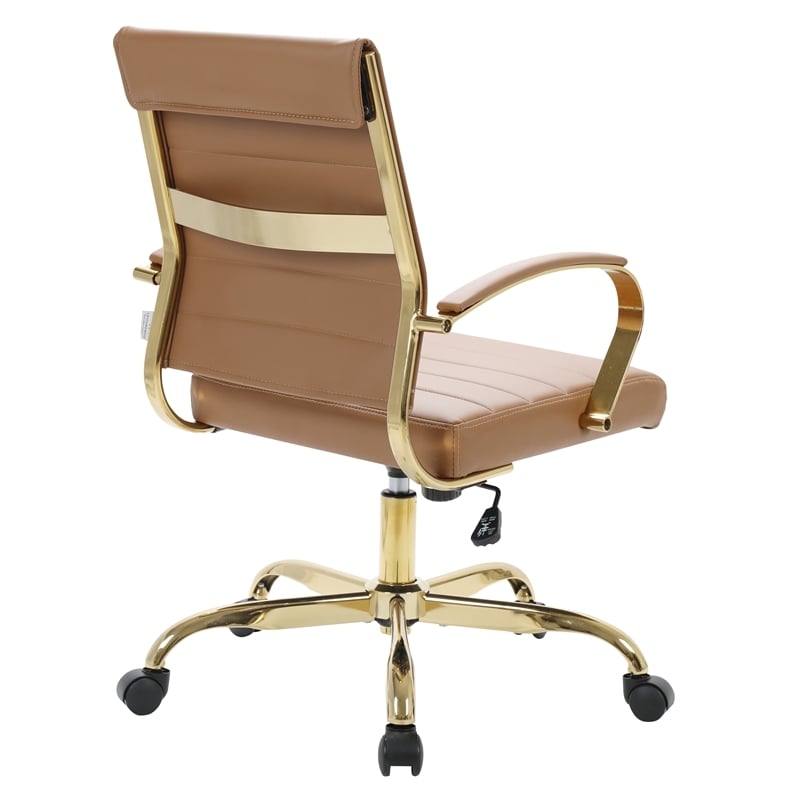 Scranton & Co Modern Faux Leather/Steel Adjustable Office Chair in Light Brown