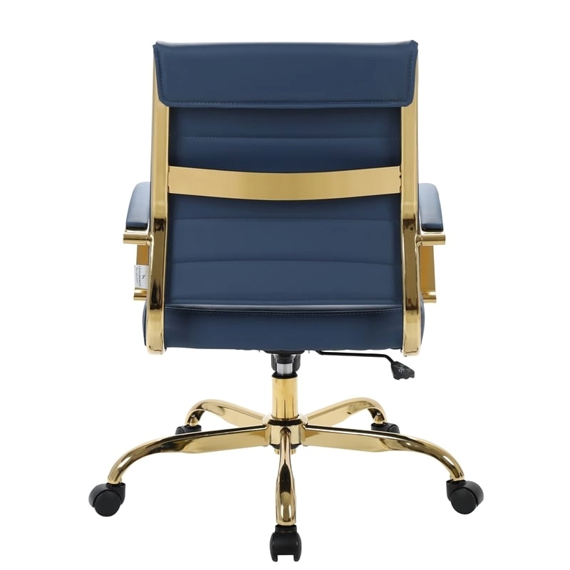 Scranton & Co Modern Faux Leather/Steel Adjustable Office Chair in Navy Blue