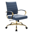 Scranton & Co Modern Faux Leather/Steel Adjustable Office Chair in Navy Blue