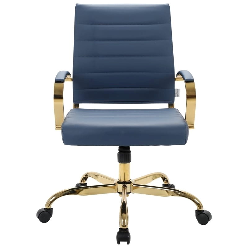 Scranton & Co Modern Faux Leather/Steel Adjustable Office Chair in Navy Blue