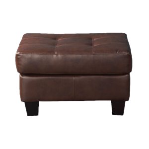scranton & co leather ottoman with cushioned top in dark brown