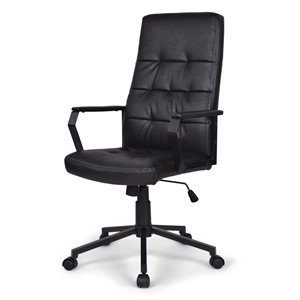 Scranton & Co Faux Leather Adjustable Swivel Office Chair in Black