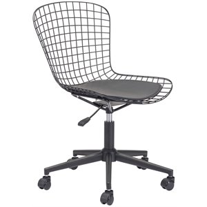 Scranton & Co Swivel Office Chair with Faux Leather Cushion in Black
