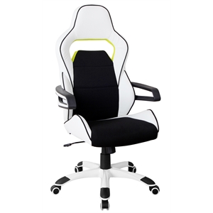 Scranton & Co Ergonomic Fabric Racing Style Home & Office Chair in White