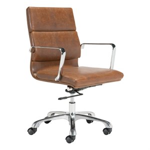 Scranton & Co Modern Office Chair Vintage Brown Faux Leather