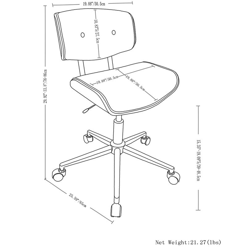 Scranton & Co Swivel Adjustable Executive Computer Office Chair in Black