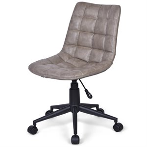 Scranton & Co Faux Leather Adjustable Swivel Office Chair in Gray